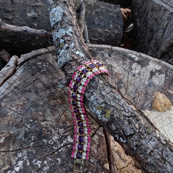 Rhinestone 💜 Amethyst 💞Crystal 💕 Bracelet - Picture 7 of 8